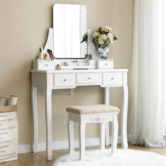 Kennewick Wooden Dressing Table Set In Black FiF