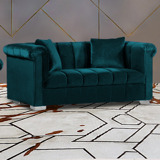 Kenosha Malta Plush Velour Fabric 2 Seater Sofa In Emerald_1