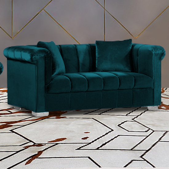 Read more about Kenosha malta plush velour fabric 2 seater sofa in emerald