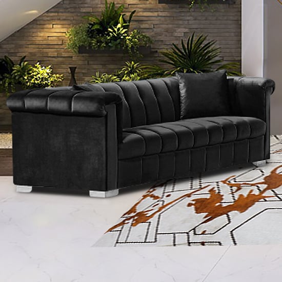 Product photograph of Kenosha Malta Plush Velour Fabric 3 Seater Sofa In Cosmic from Furniture in Fashion
