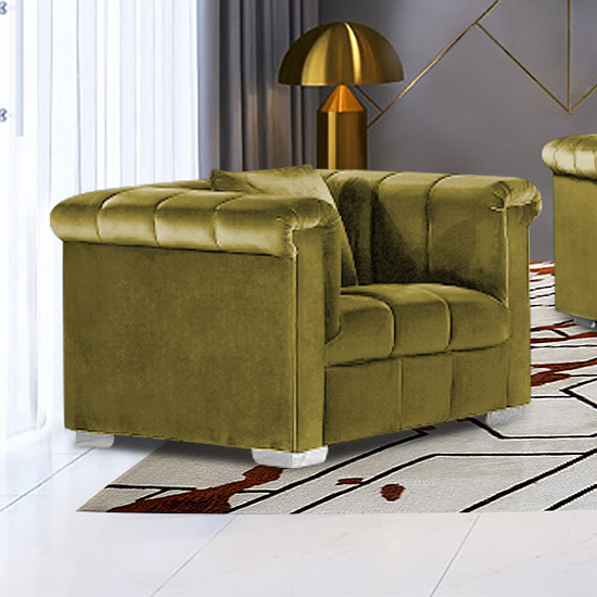 Read more about Kenosha malta plush velour fabric armchair in grass