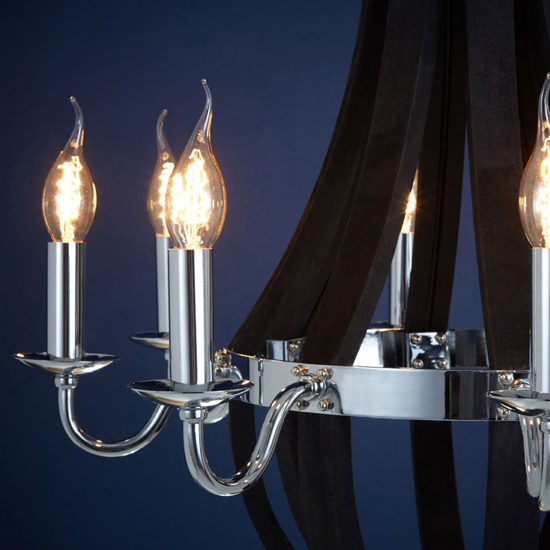 Kensick 8 Bulbs Curved Design Chandelier Ceiling Light In Black