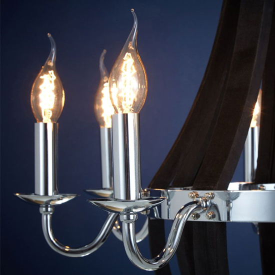 Kensick 8 Bulbs Curved Design Chandelier Ceiling Light In Black