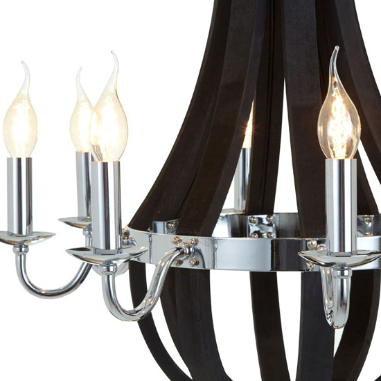 Kensick 8 Bulbs Curved Design Chandelier Ceiling Light In Black