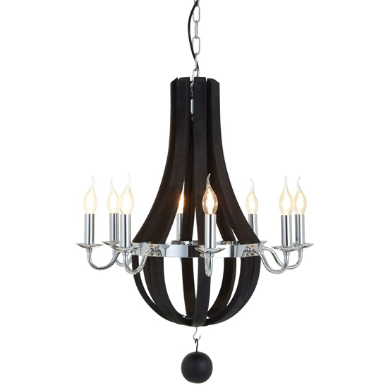Kensick 8 Bulbs Curved Design Chandelier Ceiling Light In Black