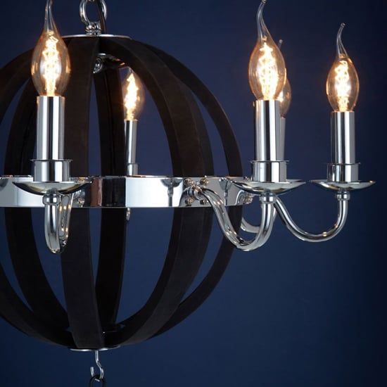Kensick 8 Bulbs Round Design Chandelier Ceiling Light In Black