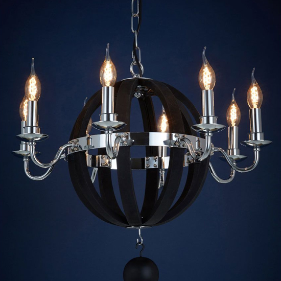 Product photograph of Kensick 8 Bulbs Round Design Chandelier Ceiling Light In Black from Furniture in Fashion