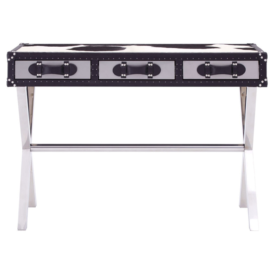 Kensick Cowhide Leather Slim Console Table In Black And White_2