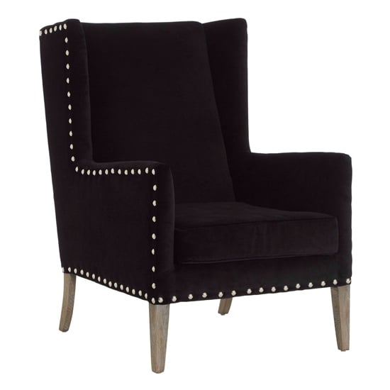 Product photograph of Kensick Fabric Armchair With Oak Legs In Black from Furniture in Fashion