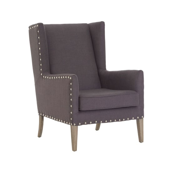 Photo of Kensick fabric armchair with oak legs in gunmetal grey