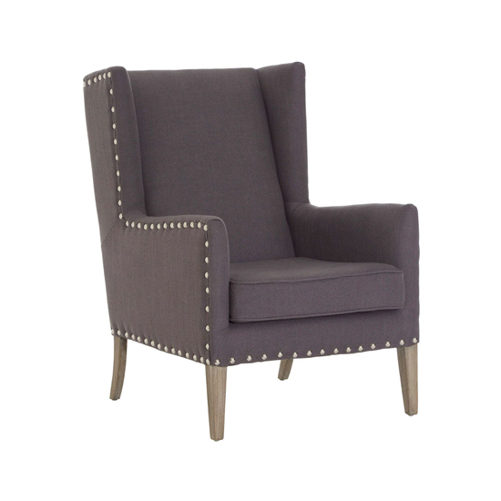 Kensick Fabric Armchair With Oak Legs In Gunmetal Grey thumbnail