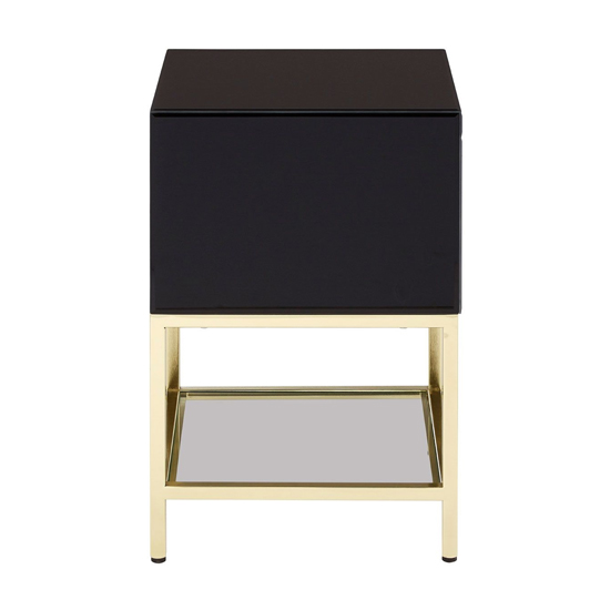 Kensick High Gloss Bedside Cabinet With Gold Frame In Black