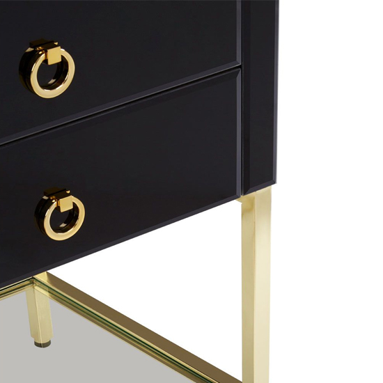 Kensick High Gloss Bedside Cabinet With Gold Frame In Black