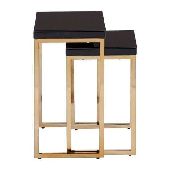 Kensick Mirrored Glass Nesting Tables With Set Of 2 In Black