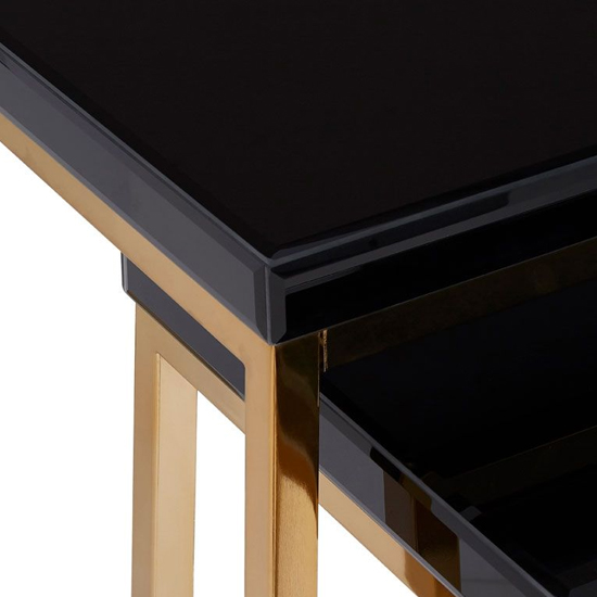 Kensick Mirrored Glass Nesting Tables With Set Of 2 In Black