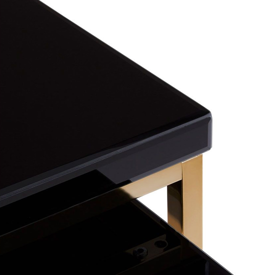 Kensick Mirrored Glass Nesting Tables With Set Of 2 In Black