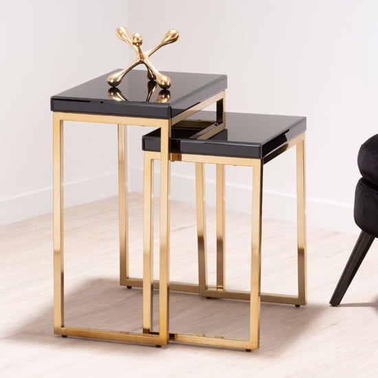 Product photograph of Kensick Mirrored Glass Nesting Tables With Set Of 2 In Black from Furniture in Fashion