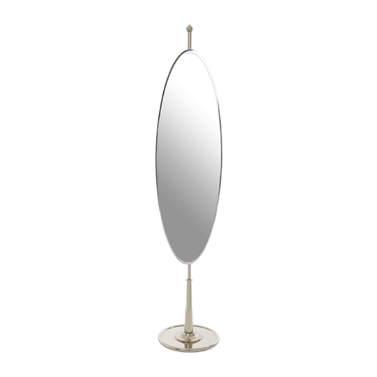 Photo of Kensick oval floor standing mirror with nickel stand