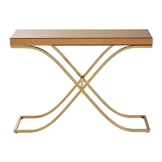 Kensick Rectangular Mirrored Console Table In Brown