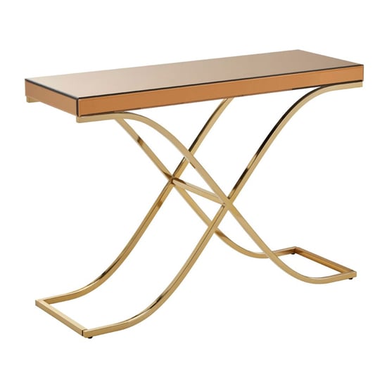 Read more about Kensick rectangular mirrored console table in brown