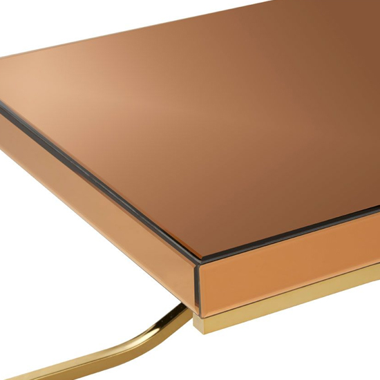Kensick Rectangular Mirrored Glass Coffee Table With Gold Frame