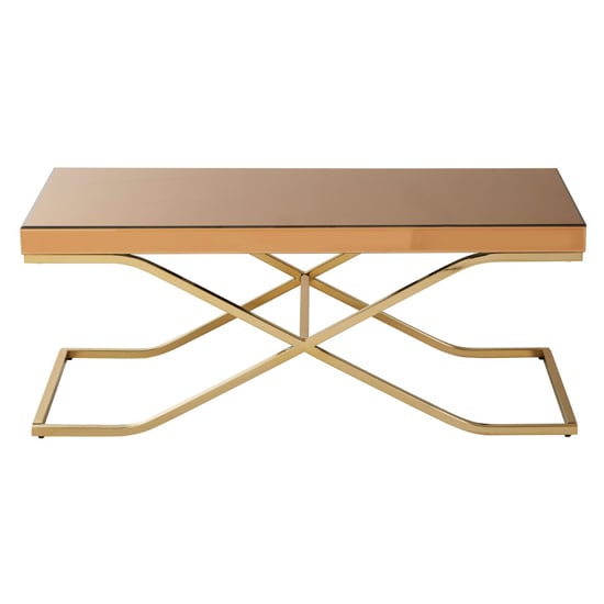 Product photograph of Kensick Rectangular Mirrored Glass Coffee Table With Gold Frame from Furniture in Fashion