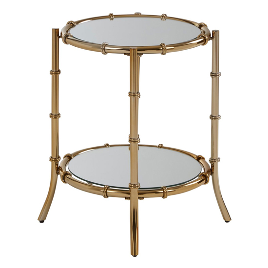 Kensick Round Mirrored Glass Side Table With Gold Frame