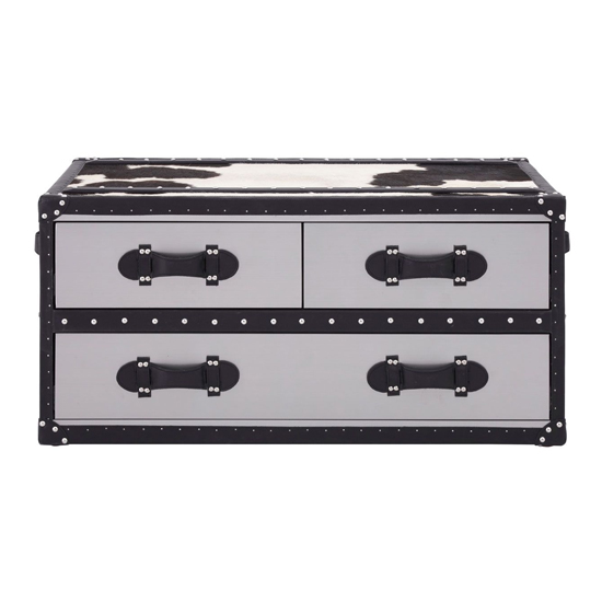 Kensick Wooden Coffee Table With 3 Drawers In Black And White