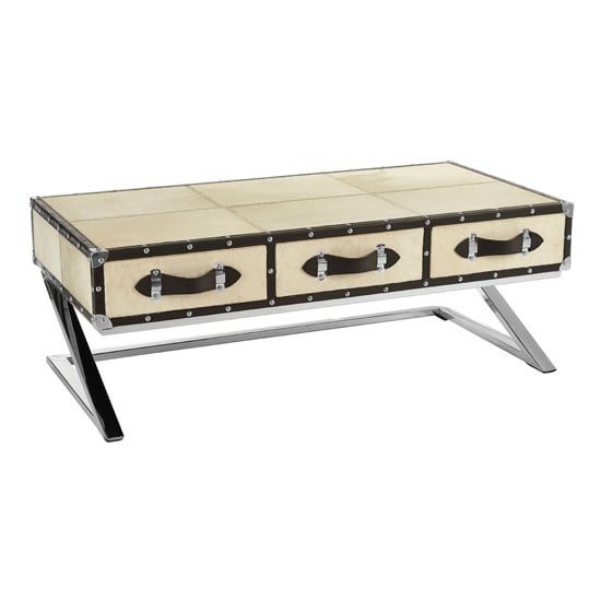 Photo of Kensick wooden coffee table with 3 drawers in oak and black