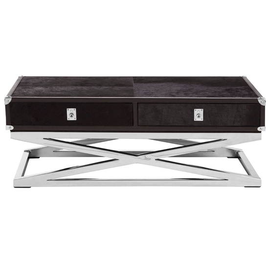 Kensick Wooden Coffee Table With Cross Base In Black