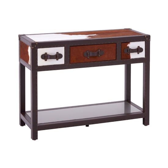 Read more about Kensick wooden console table with 3 drawers in brown and white