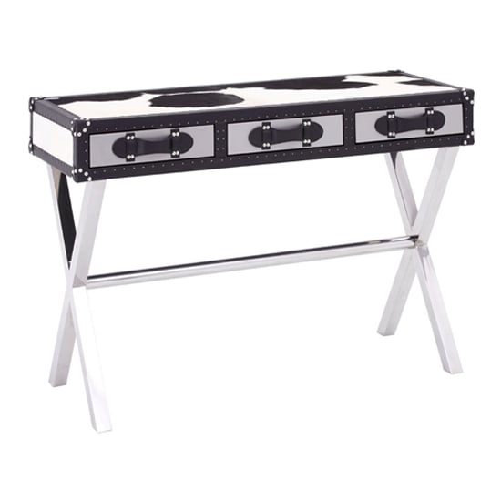 Read more about Kensick wooden console table with cross legs in black and white