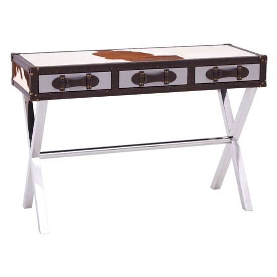 Photo of Kensick wooden console table with cross legs in brown and white