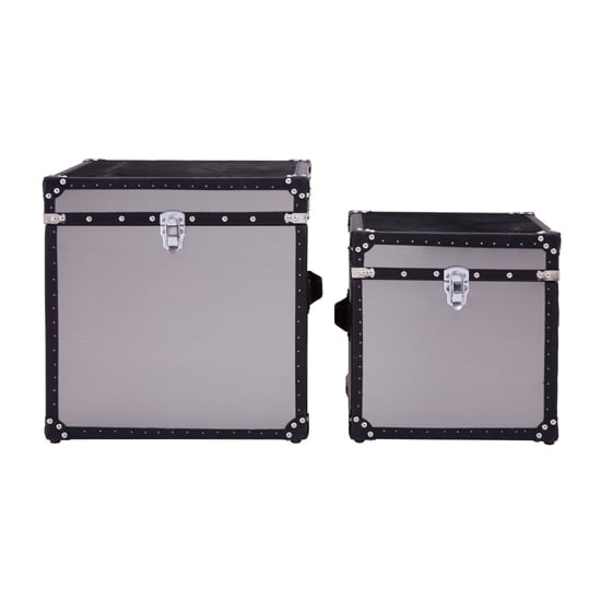 Kensick Wooden Set Of 2 Storage Trunks In Black And White Furniture