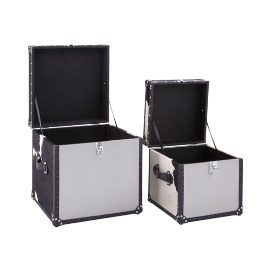Kensick Wooden Set Of 2 Storage Trunks In Black And White Furniture
