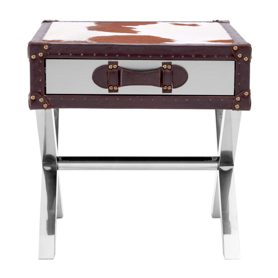 Kensick Wooden Side Table With 1 Drawers In Brown And White