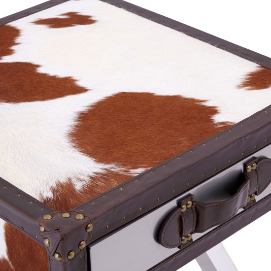Kensick Wooden Side Table With 1 Drawers In Brown And White
