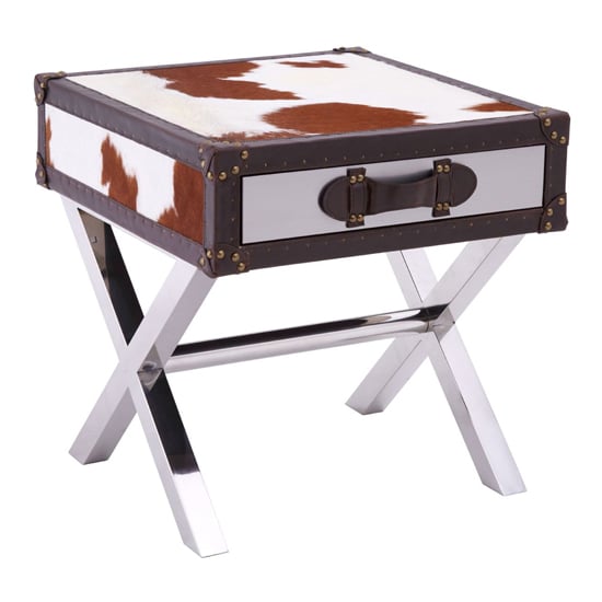 Product photograph of Kensick Wooden Side Table With 1 Drawers In Brown And White from Furniture in Fashion