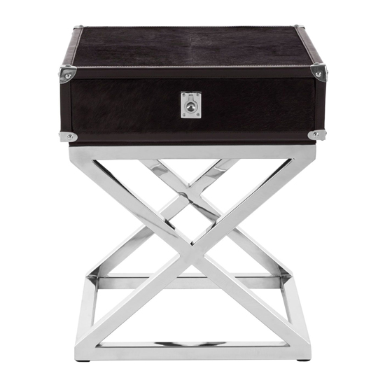 Kensick Wooden Side Table With Cross Base In Black