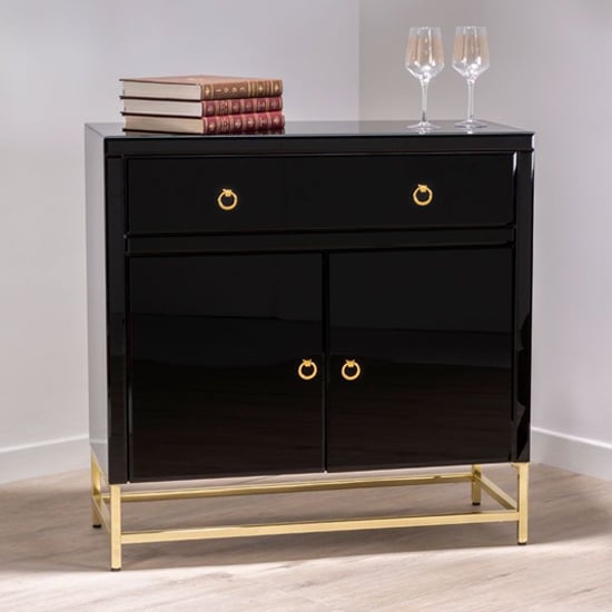 Read more about Kensick wooden sideboard with 2 doors and 1 drawer in black