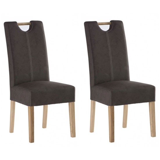 Product photograph of Kenstone Chocolate Leather Dining Chair With Oak Leg In Pair from Furniture in Fashion