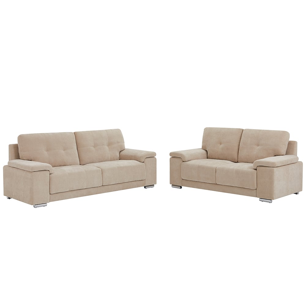 Kensington Fabric 3+2 Seater Sofa Set In Stone