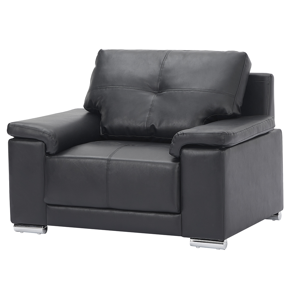 Kensington Faux Leather 1 Seater Sofa In Black