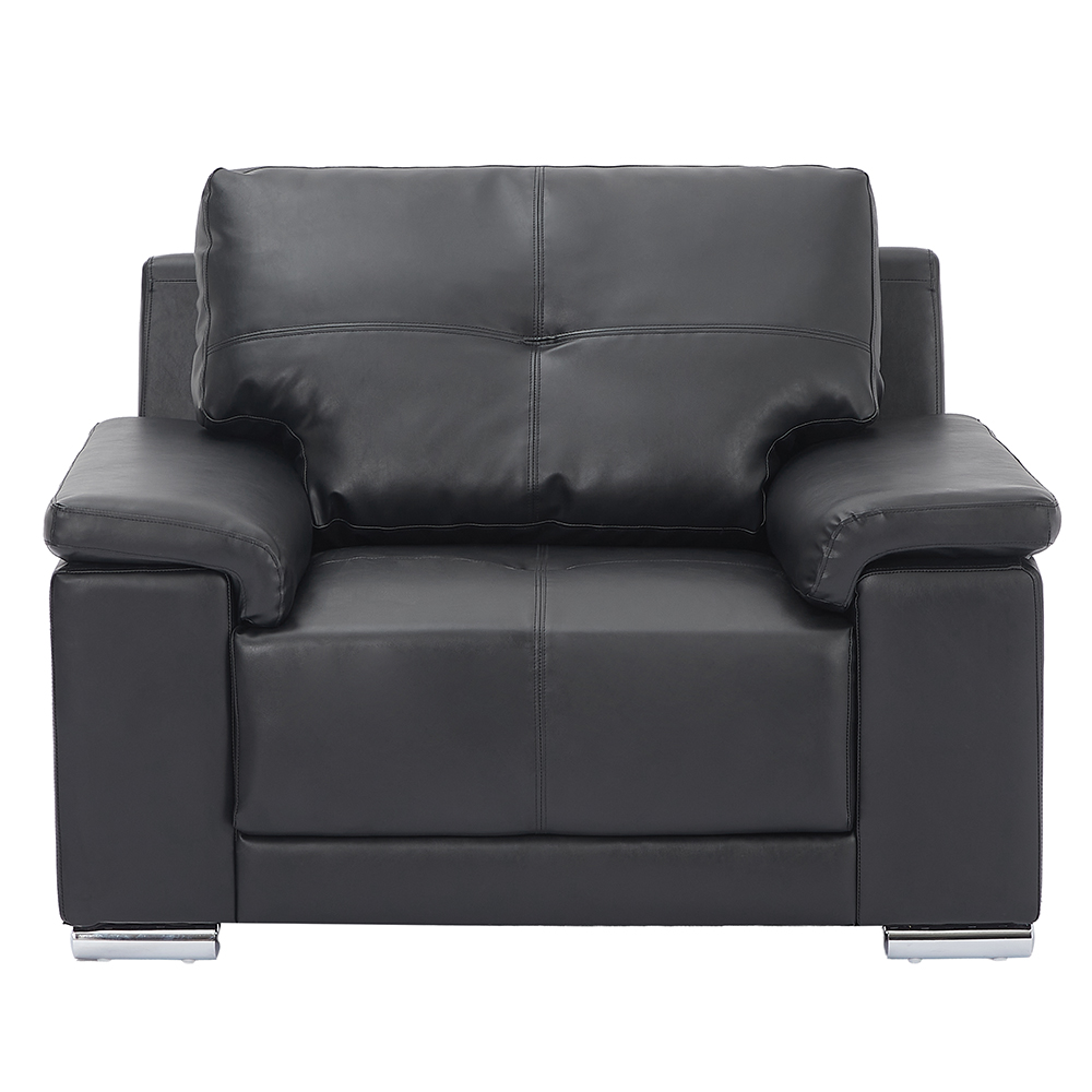 Kensington Faux Leather 1 Seater Sofa In Black