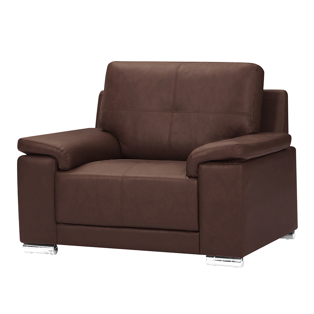 Kensington Faux Leather 1 Seater Sofa In Dark Brown
