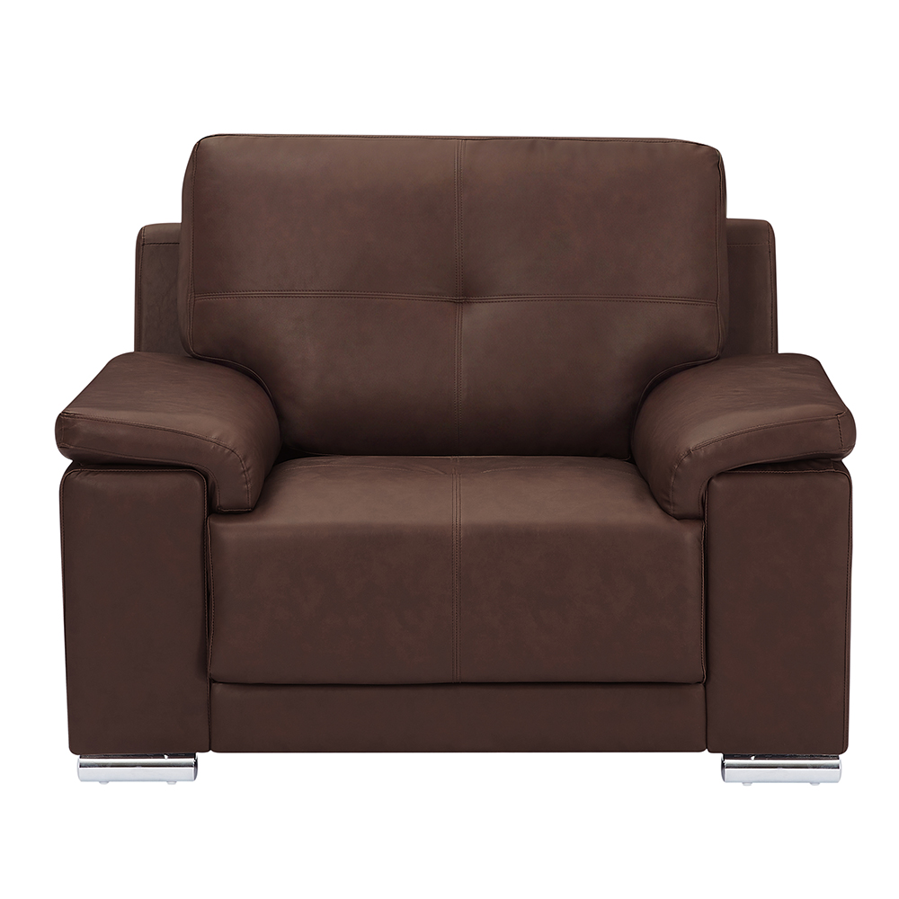 Kensington Faux Leather 1 Seater Sofa In Dark Brown