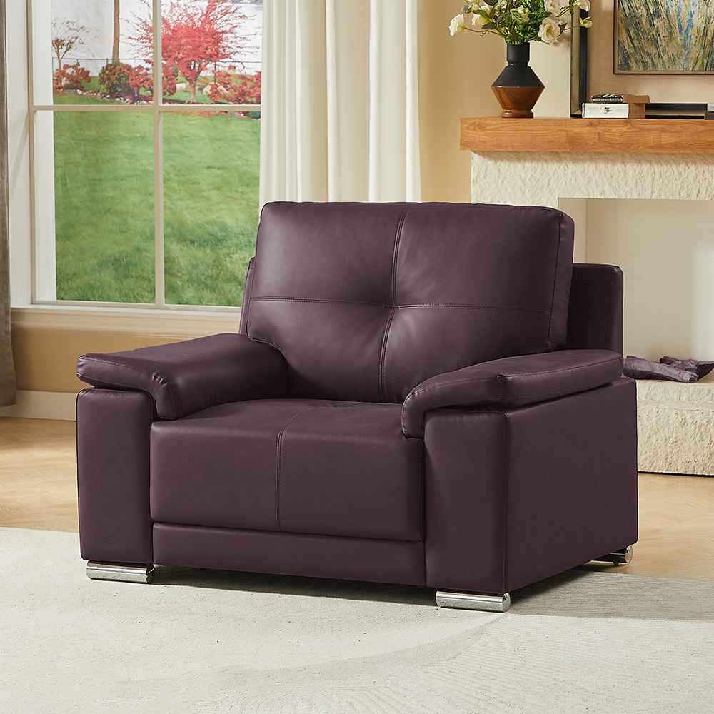 Kensington Faux Leather 3+2+1 Seater Sofa Set in Dark Brown