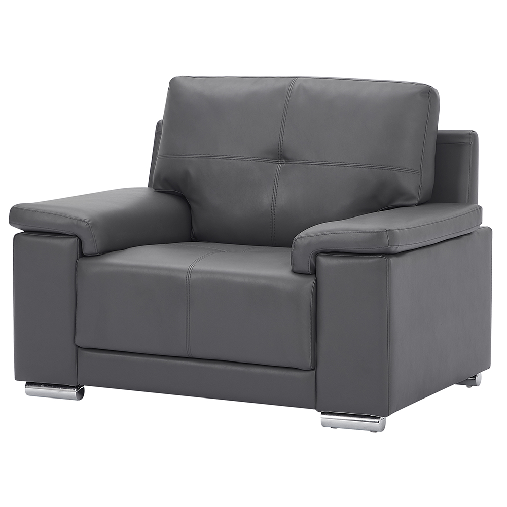 Kensington Faux Leather 1 Seater Sofa In Dark Grey
