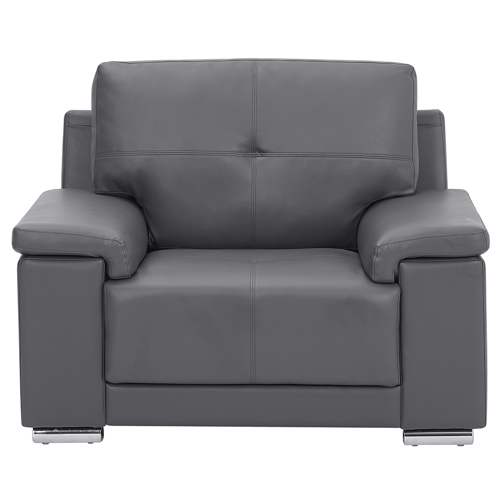 Kensington Faux Leather 1 Seater Sofa In Dark Grey
