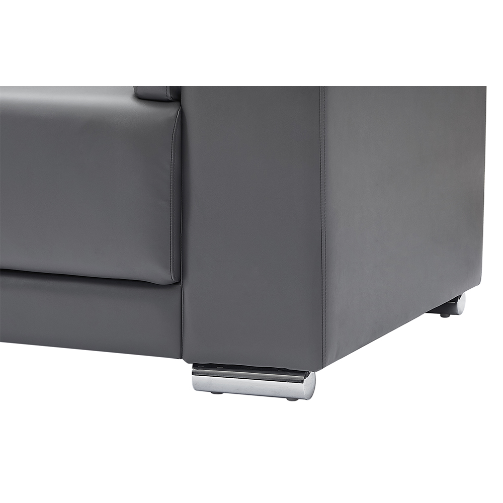 Kensington Faux Leather 1 Seater Sofa In Dark Grey